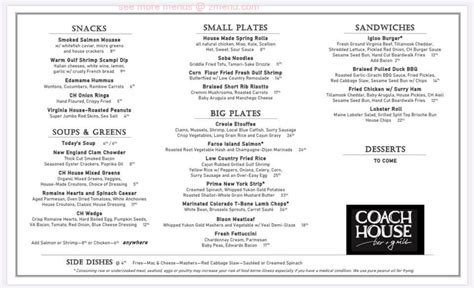 coach house bar and grill reviews|coach house menu with prices.